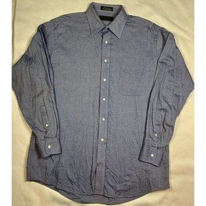 Men's Executive Collection Dress Shirt Blue White Cotton Weave 161/2 34/35‎
